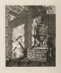 Fantaisie architecturale avec mortier monumental, Planche 2 de Vasi...